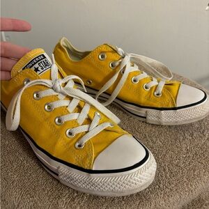 Short Yellow Converse, lightly worn